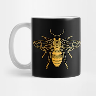 Floral Golden Honey Bee Mug